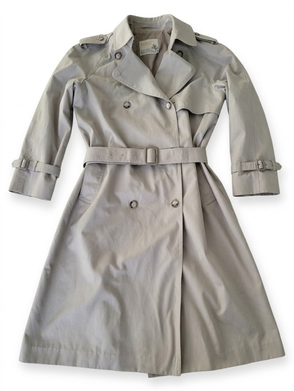 London Towne Classic Double-Breasted Trench Coat in Tan, Size 10P Fits Like An 8